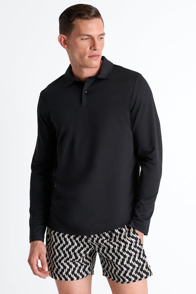 Long Sleeve Textured Jersey Polo - 62213-49-800