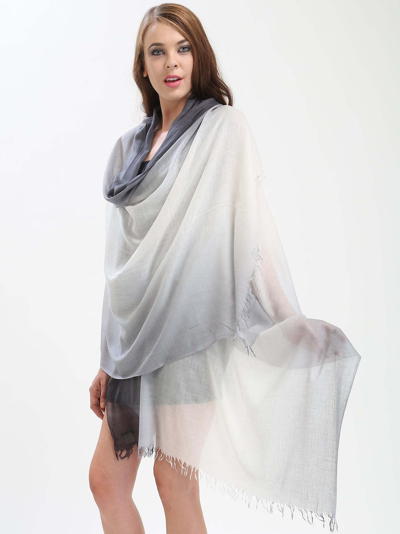 Ombre Dyed Tissue Fine Cashmere Scarf