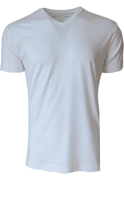 Luxury V-Neck Short Sleeves Pima Cotton Mens Tshirt White