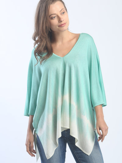Hand Dyed Double V-Neck Poncho Tee