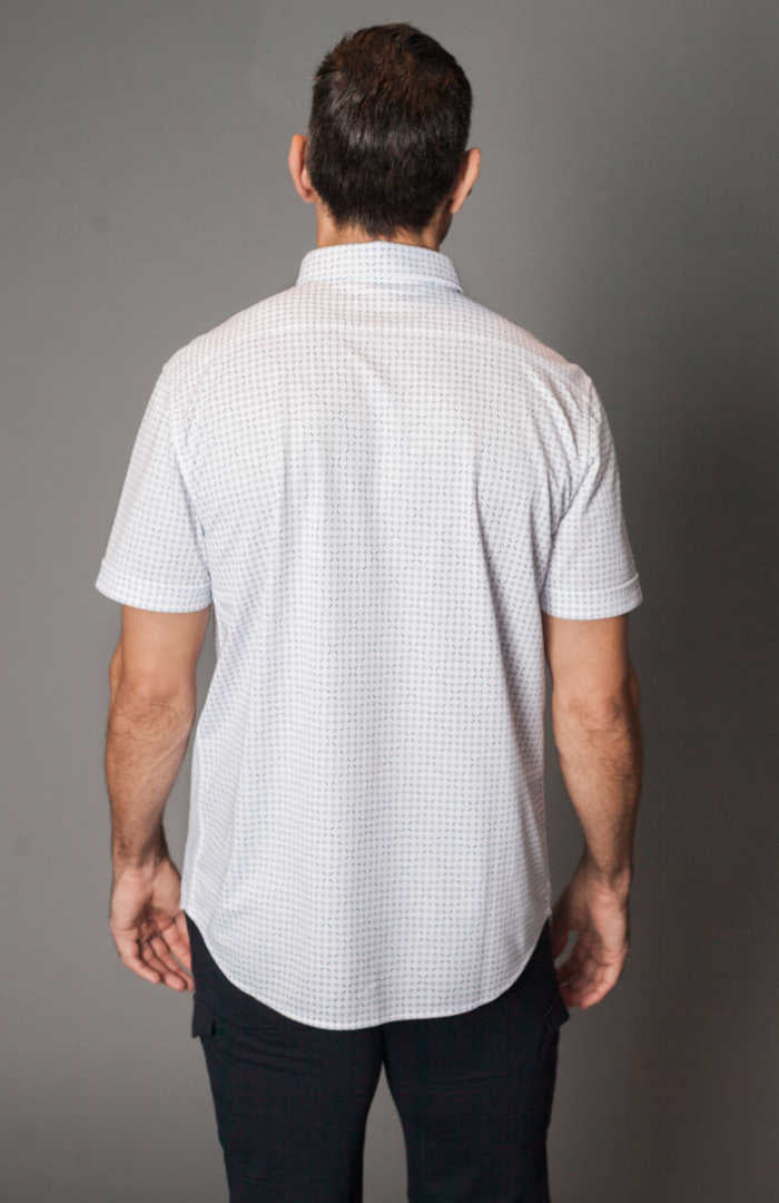 NEW! Connery Short Sleeve Printed Check Shirt, back| Buki