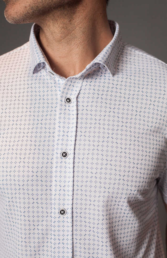 NEW! Connery Short Sleeve Printed Check Shirt, detail | Buki
