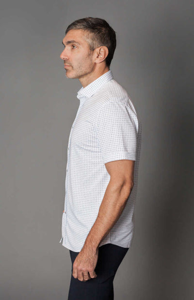 NEW! Connery Short Sleeve Printed Check Shirt. side| Buki