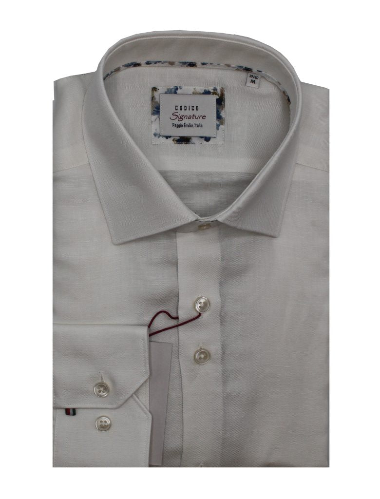 Long Sleeve Shirts in White Buttons - White