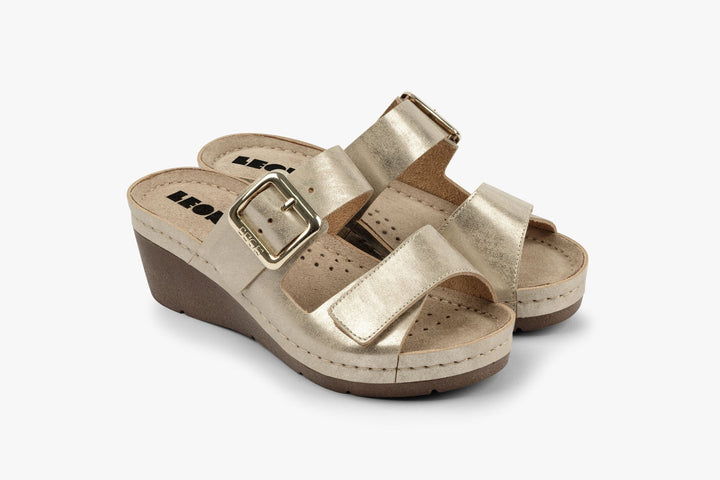 Amara by LEON- Women’s Leather Sandals- Adjustable Comfort Sandals with Gel-Insole