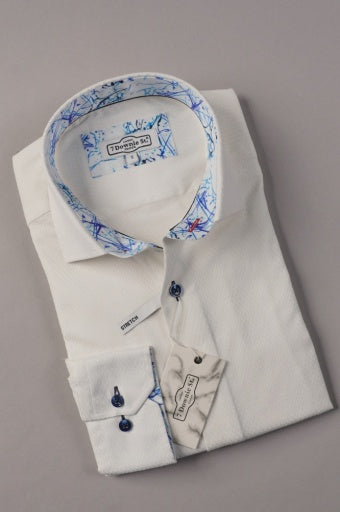 3077 WHITE WITH BLUE BUTTON