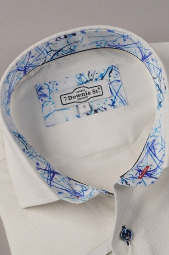 3077 WHITE WITH BLUE BUTTON