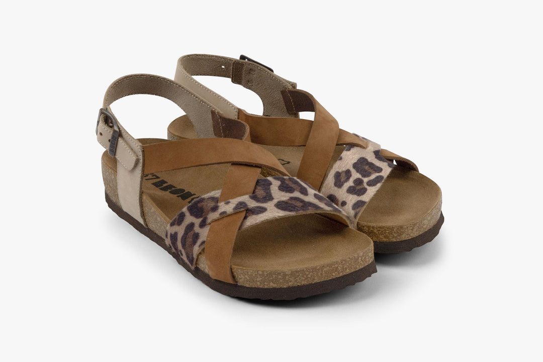 Noa by LEON- Women’s Leather Sandal- Ankle Strap with Adjustable Buckle &amp; Arch Support