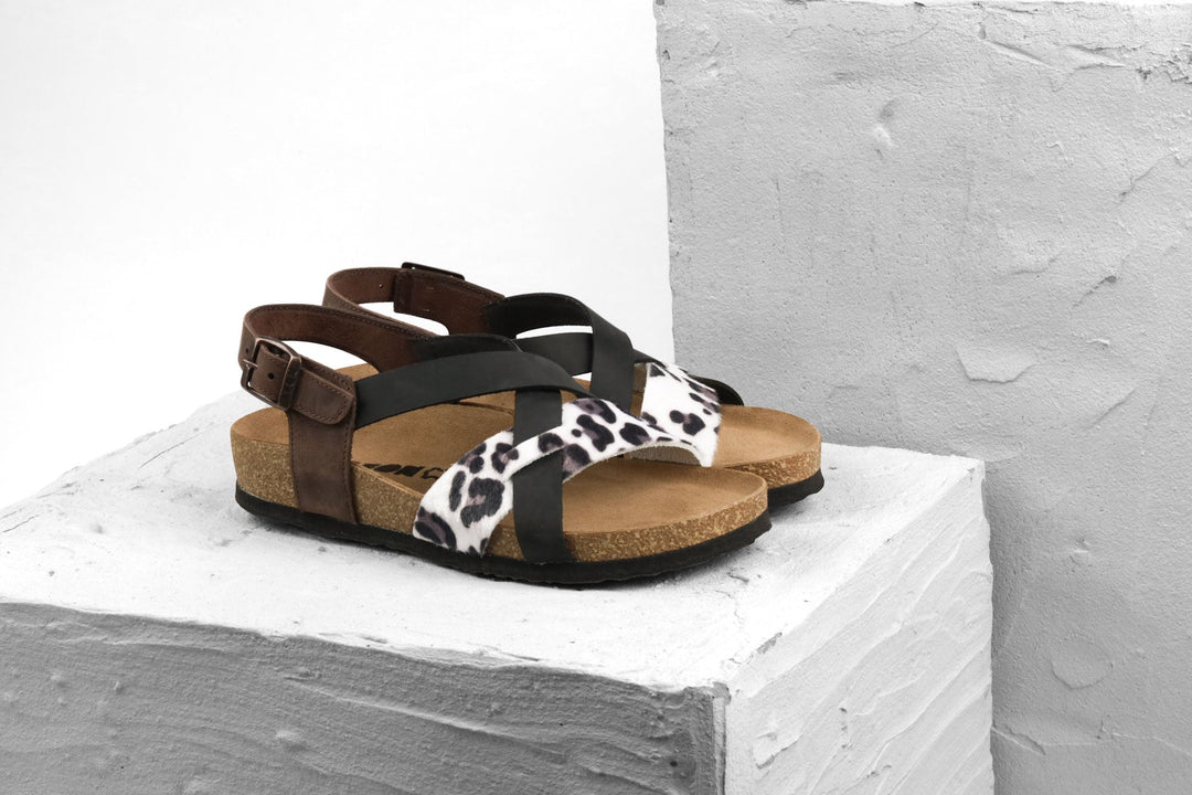 Noa by LEON- Women’s Leather Sandal- Ankle Strap with Adjustable Buckle &amp; Arch Support