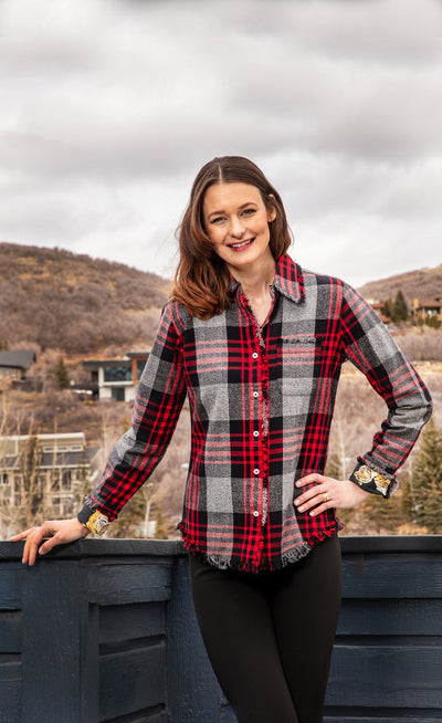 Cape Cod Tunic Grey Red Flannel Yarndye