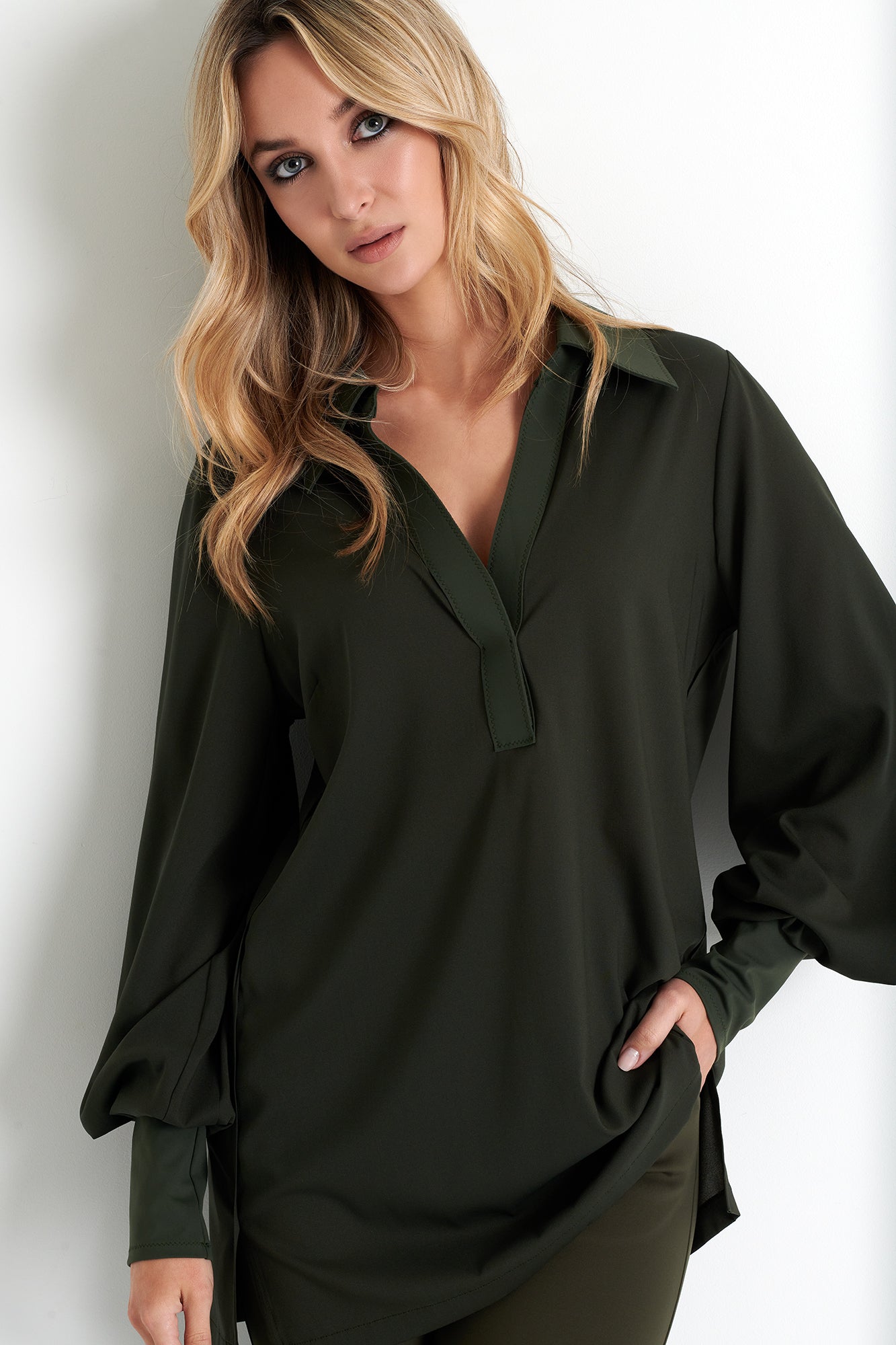 52192-80-600 - Long Blouse 02 / 600 Khaki / 100% POLYESTER