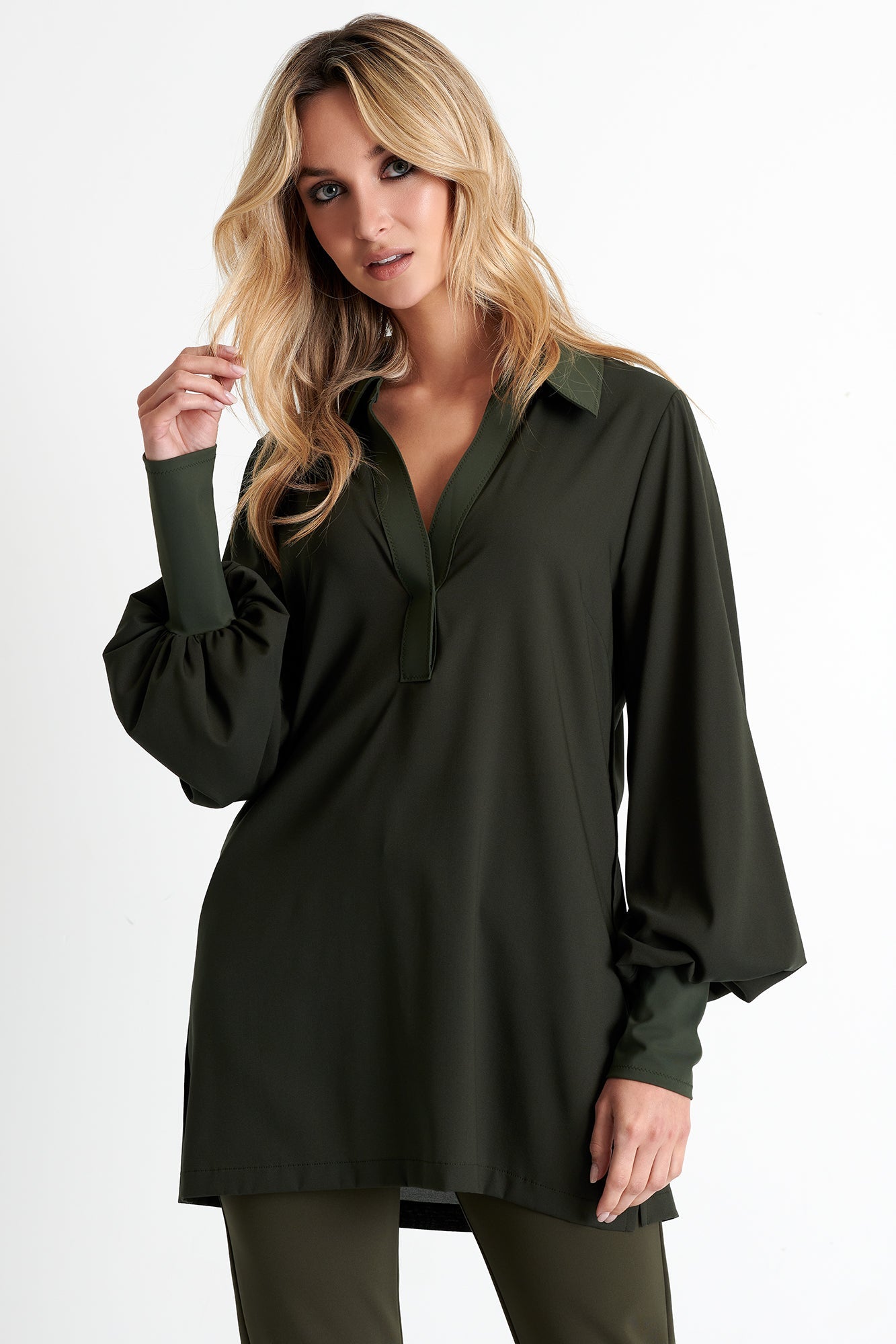 52192-80-600 - Long Blouse 02 / 600 Khaki / 100% POLYESTER