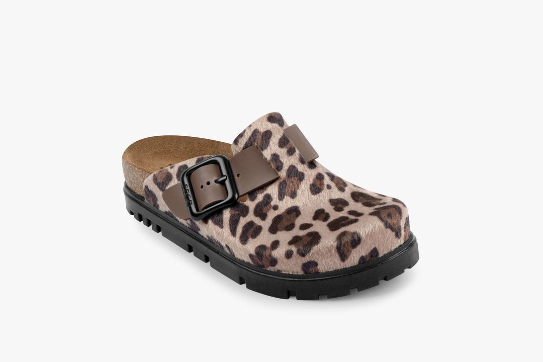 Zoe by LEON- Women’s Leather Platform Clog- Adjustable Buckle with Cork-style Footbed