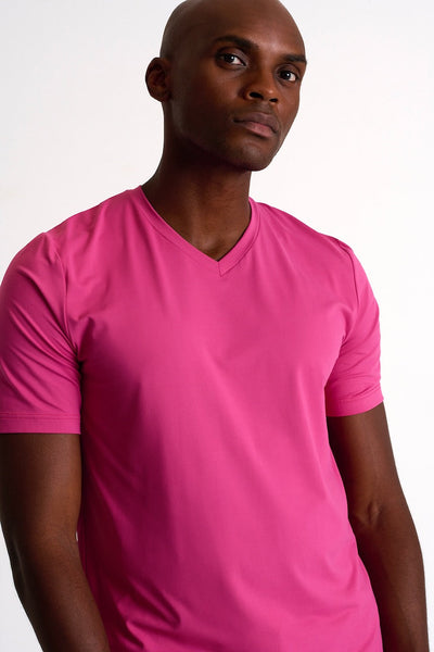 Microfiber V-Neck T-Shirt - 62420-91-310 S / 310 Pink / 85% POLYAMIDE, 15% ELASTANE