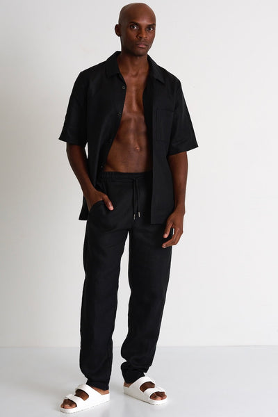 Linen Trouser - 62436-51-800 S / 800 Black / 100% LINEN