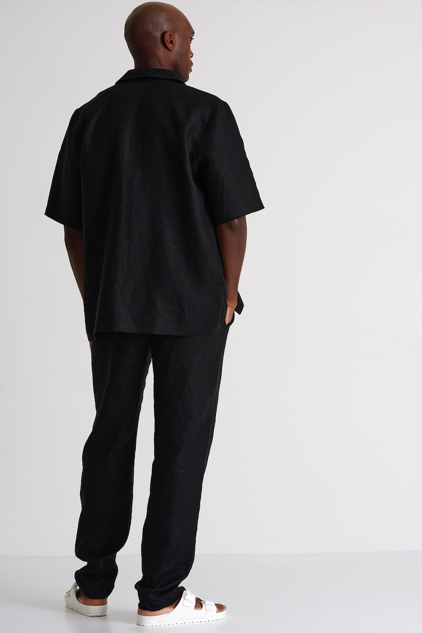 Linen Trouser - 62436-51-800 S / 800 Black / 100% LINEN