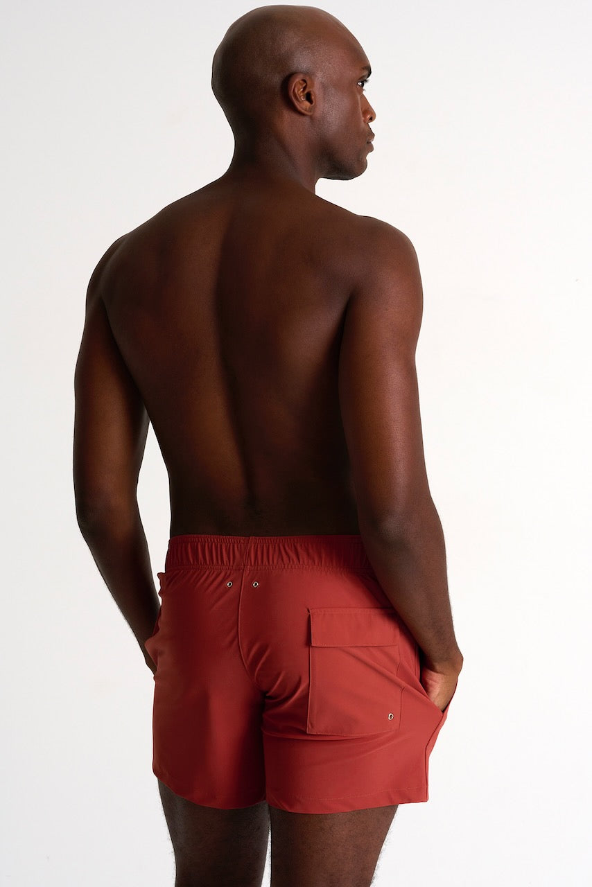 Classic Fit, Stretch And Quick Dry Swim Trunks - 62445-30-230 S / 230 Rust / 75% POLYAMIDE, 25% ELASTANE