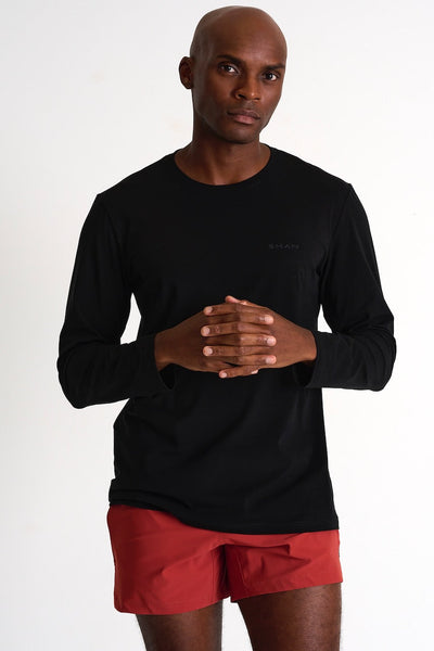 Long Sleeve T-Shirt With Shan Logo - 62484-82-800 S / 800 Black / 90% TENCEL 10% ELASTANE