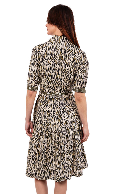 Mrs. Maisel Olive Green Flame Print Dress