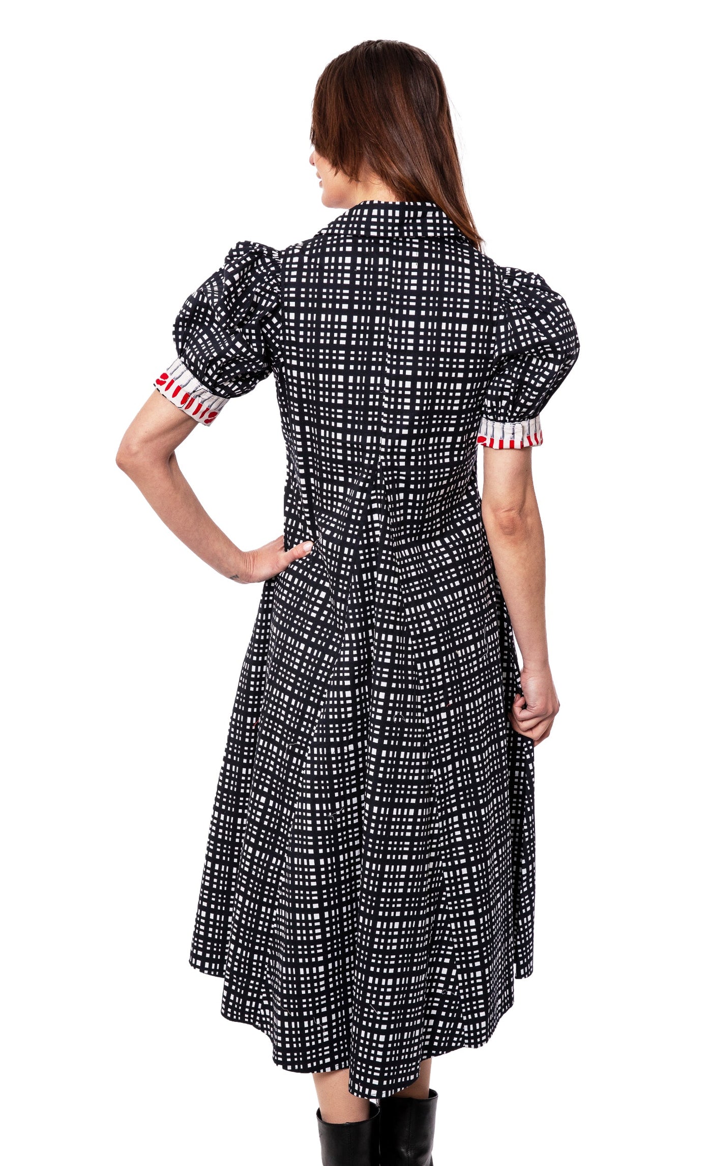 Montauk Dress Black and White Grid Dress