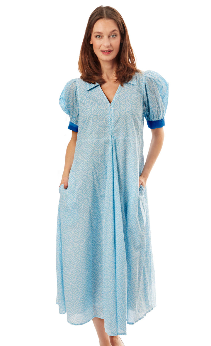 Montauk Dress Light Blue Geo Print XS / 6657-S850-XS