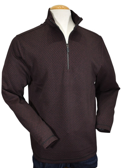 Experience the luxurious blend of soft cotton and viscose in our Marcello Monaco Wine Diamond Quarter Zip. 
