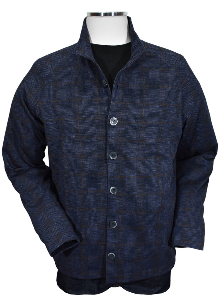 Experience ultimate comfort and style with the Marcello Garda Indigo Plaid Cardigan.