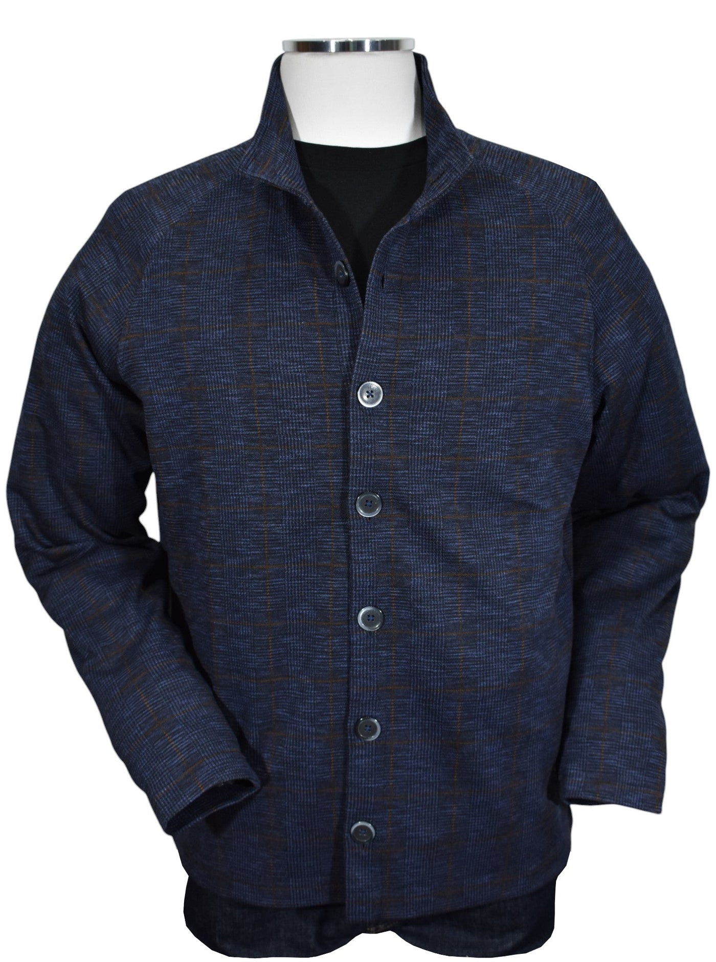 Experience ultimate comfort and style with the Marcello Garda Indigo Plaid Cardigan.