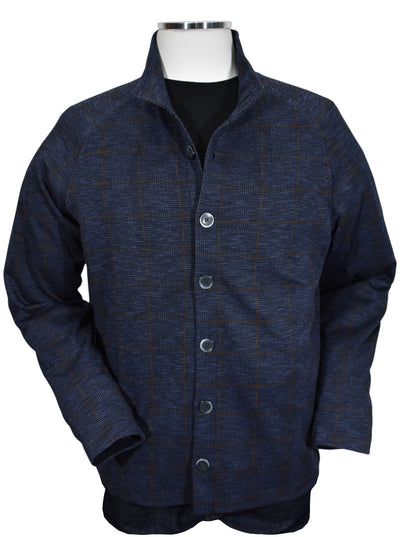 Experience ultimate comfort and style with the Marcello Garda Indigo Plaid Cardigan.