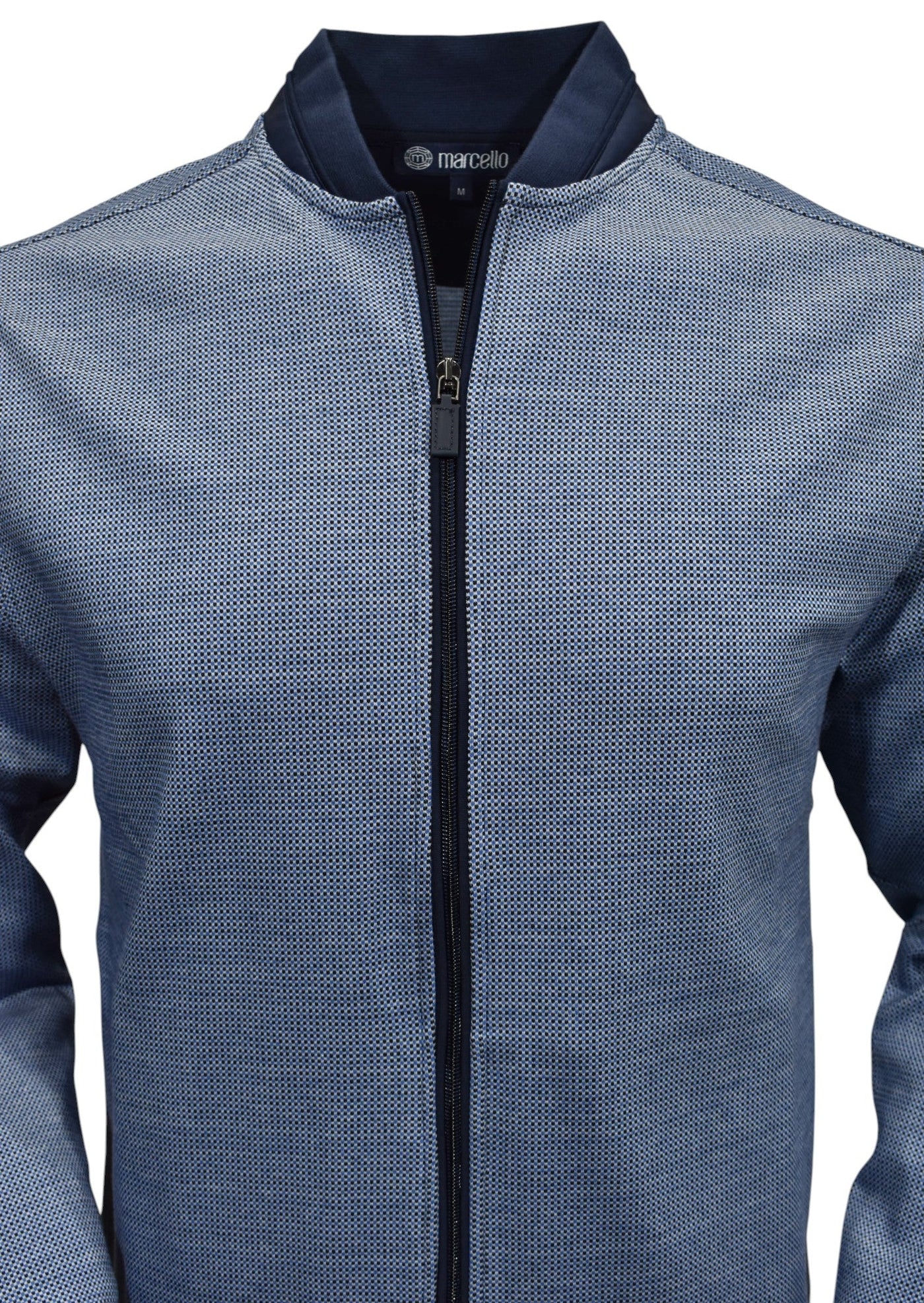 Marcello navy print zip cardigan.