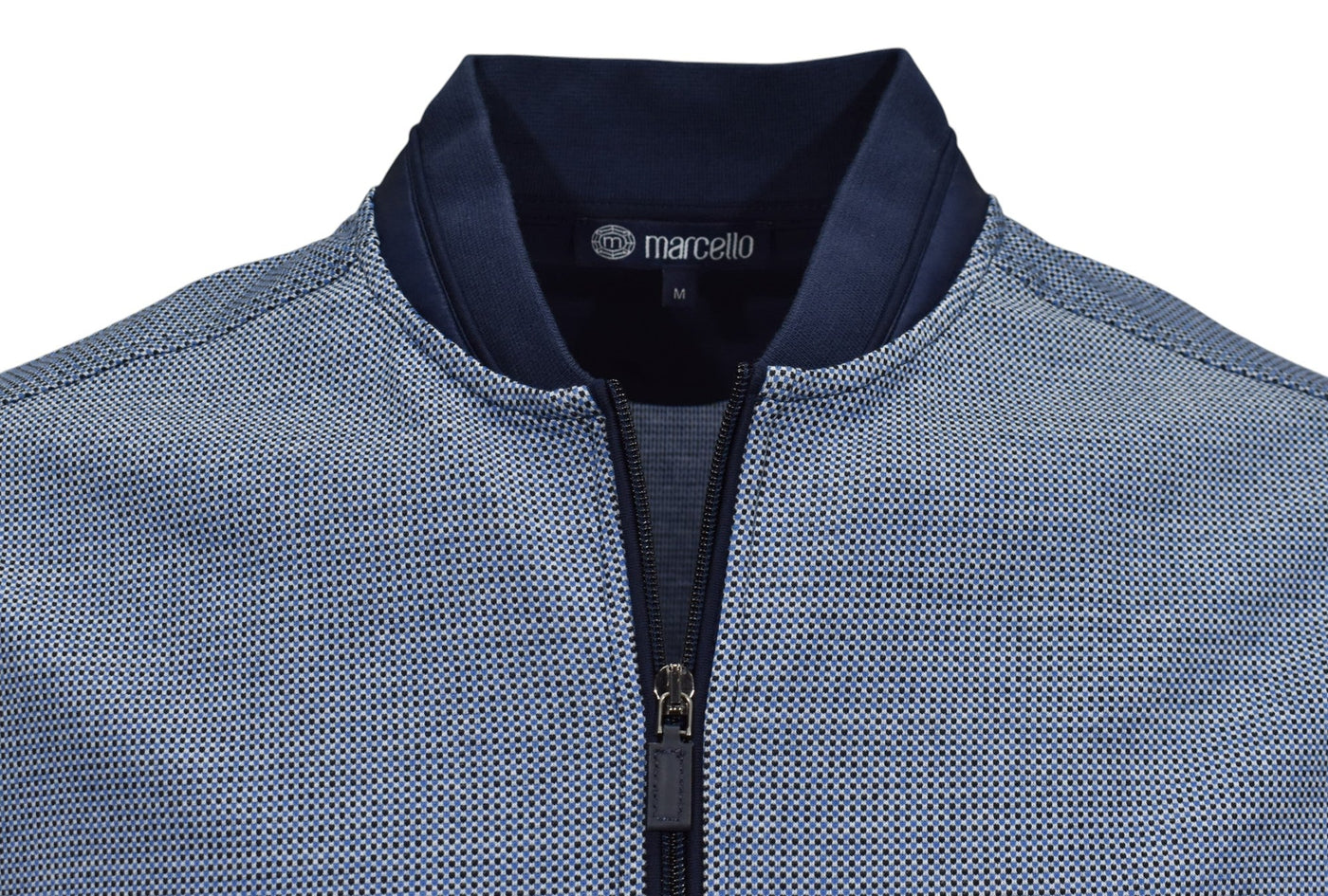 Marcello navy print zip cardigan.