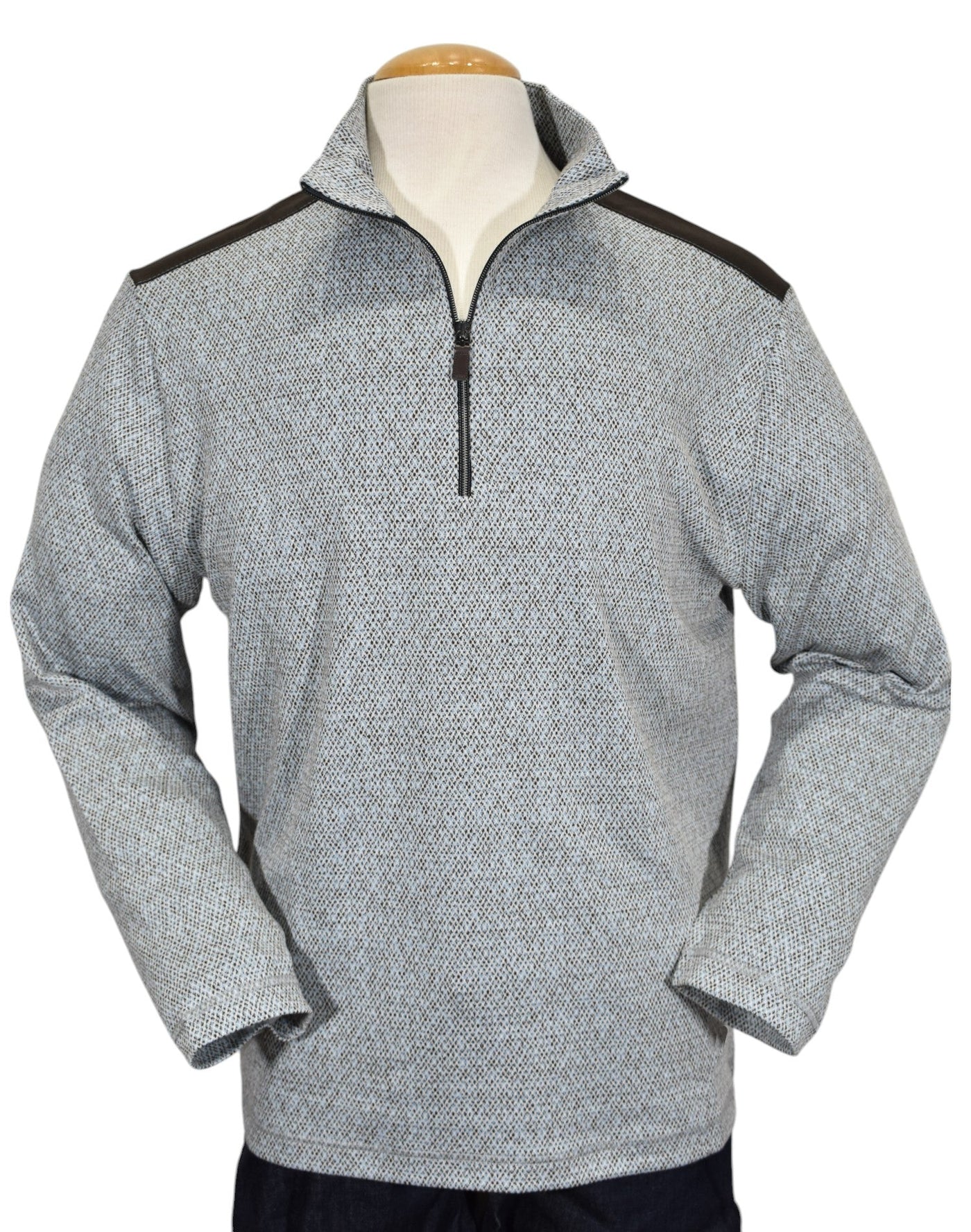 Introducing our Marcello Bluegrass Quarter Zip, crafted from a luxurious blend of cotton and viscose for ultimate softness and lightness. 