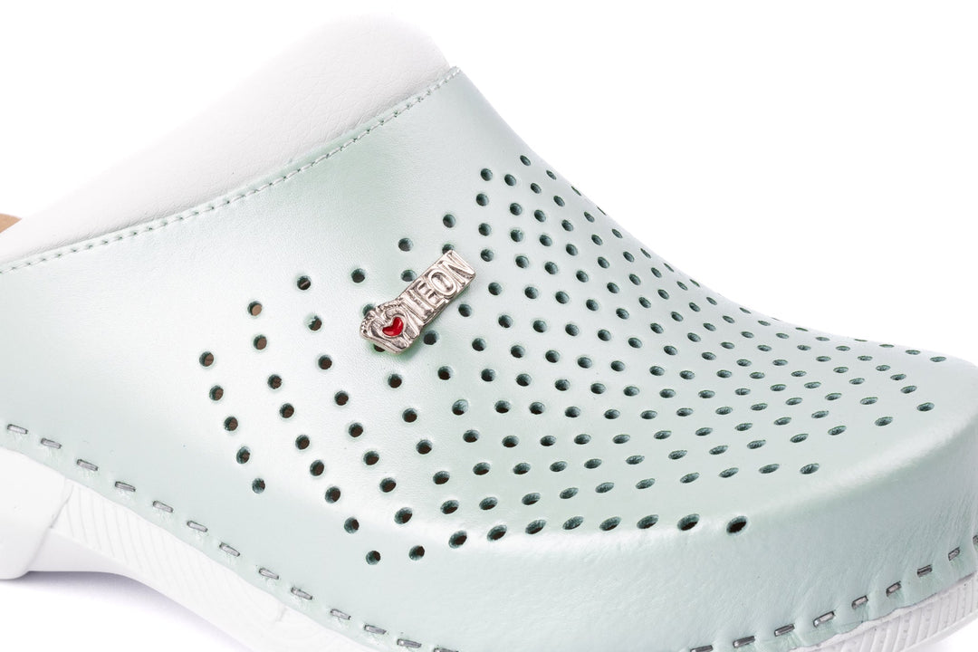 Pandora III by LEON- Women’s Leather Clogs- Gel Insole &amp; Perforated Leather for Breathability