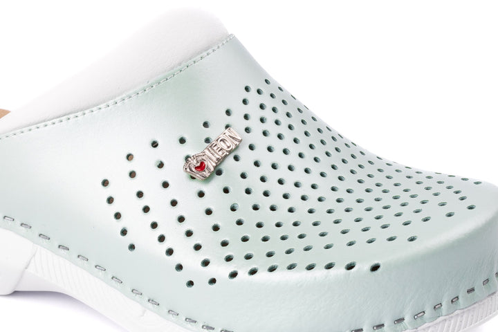 Pandora III by LEON- Women’s Leather Clogs- Gel Insole &amp; Perforated Leather for Breathability