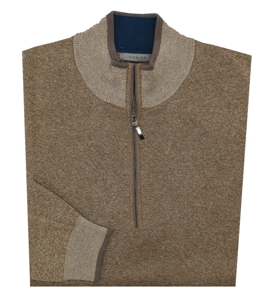 Half Zip Knit Sweater - Light Brown