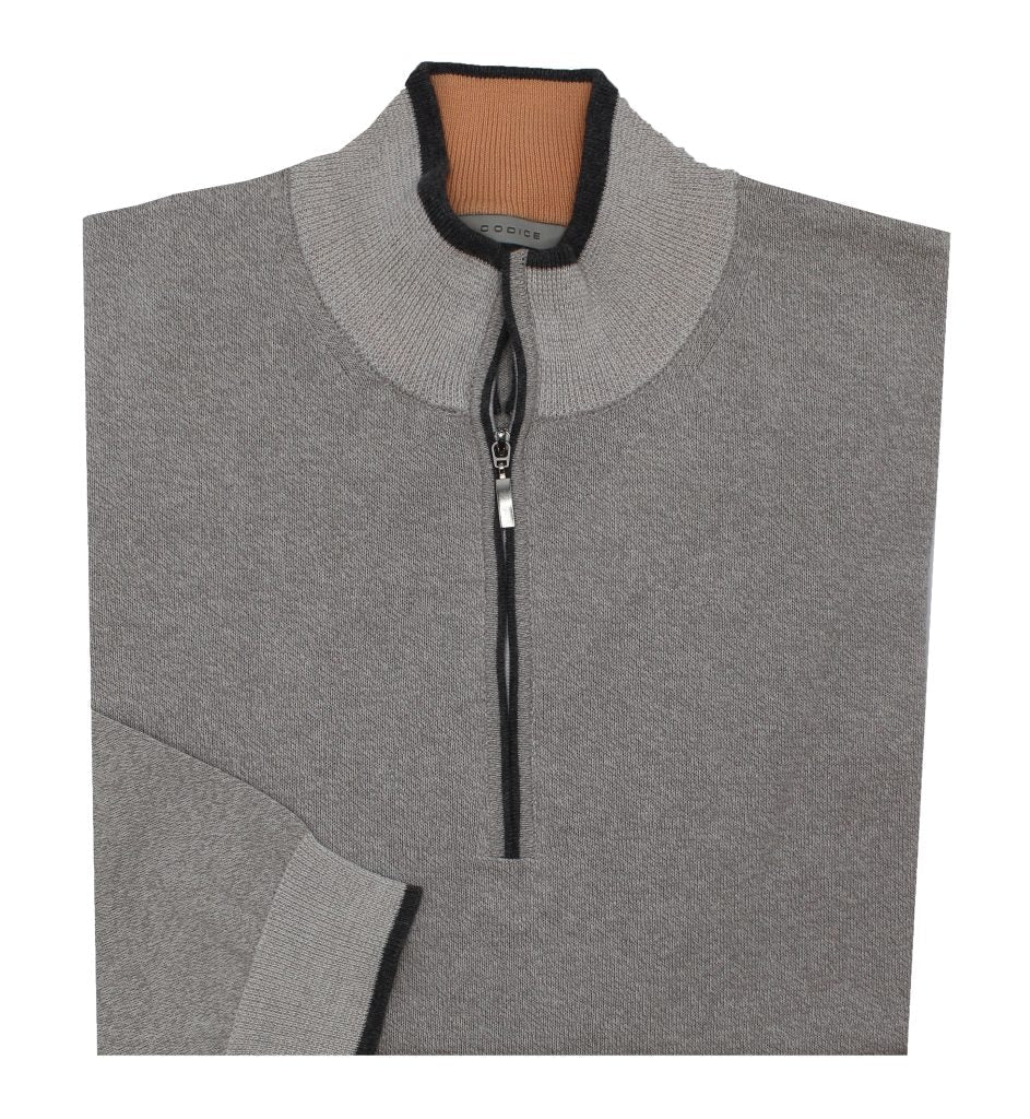 Half Zip Knit Sweater - Light Grey