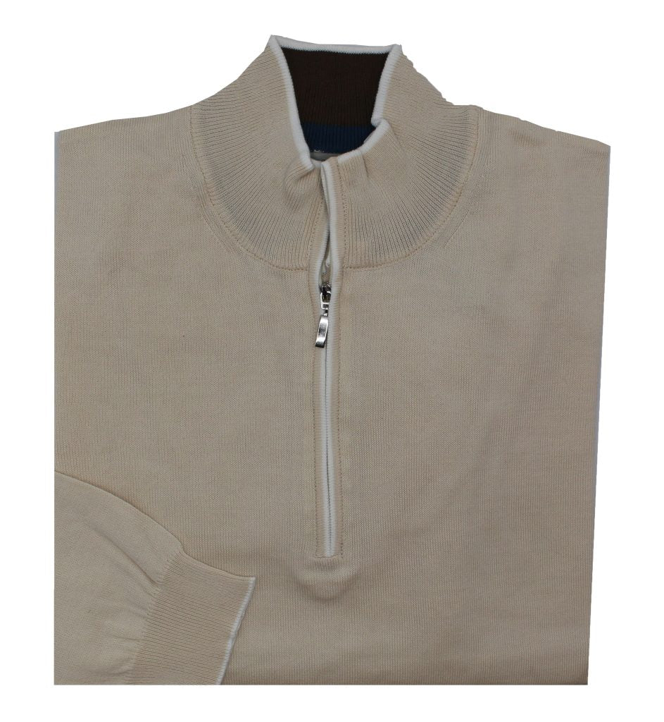 Half Zip Knit Sweater - Beige