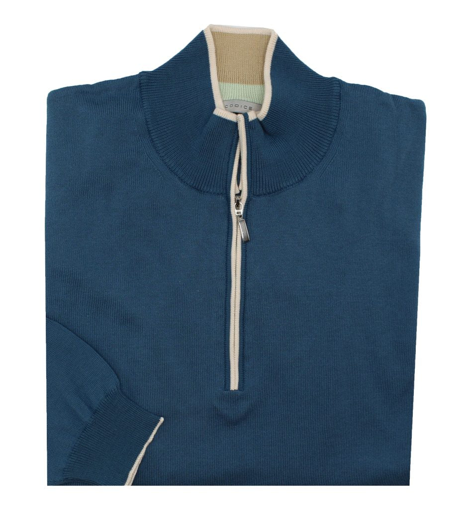 Half Zip Knit Sweater - Denim Blue
