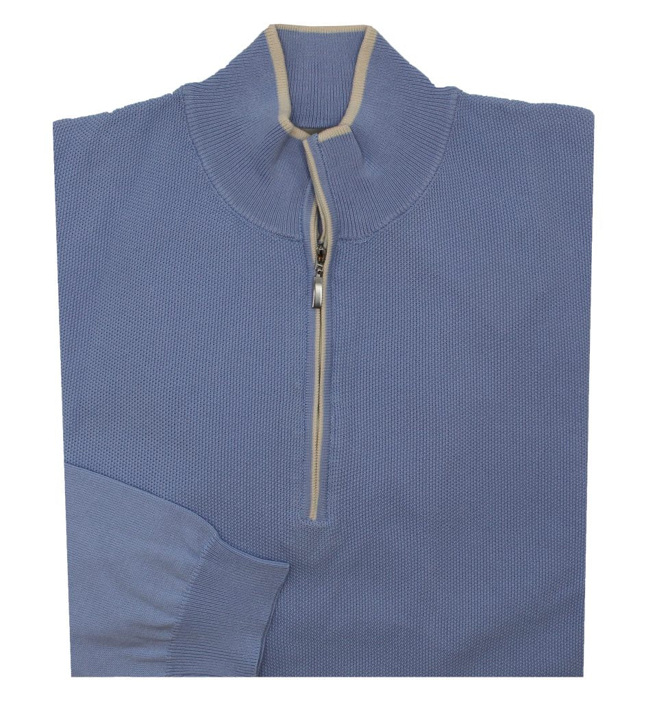 Half Zip Knit Sweater - Sky Blue