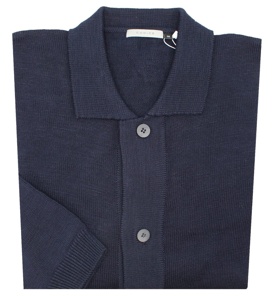 Long Sleeve Knit Button Sweater - Navy