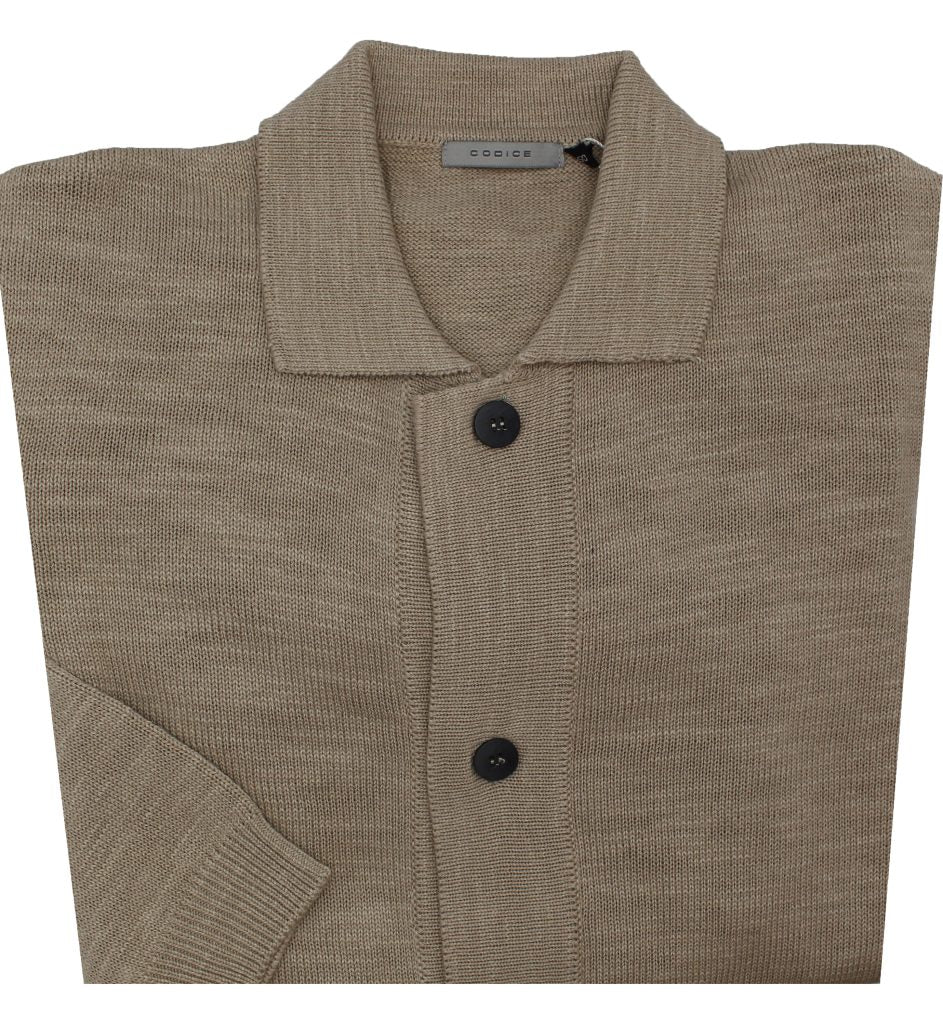 Long Sleeve Knit Button Sweater - Brown