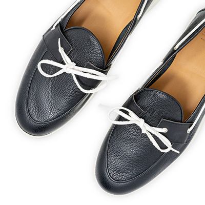 Men's Black Pebbled Leather Barca Yacht Loafer