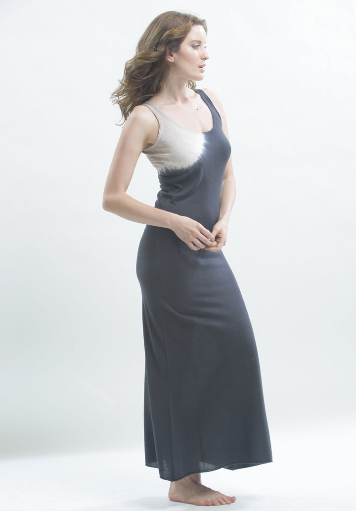 Hand Dye Maxi Dress in Silk  in Knitted Silk