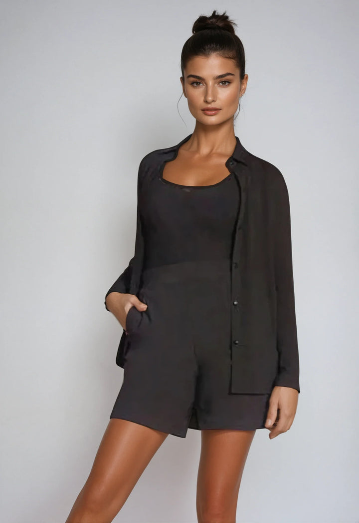Buki + CINQO Single Shot Shirt - Black-Shirts &amp; Blouses-Buki