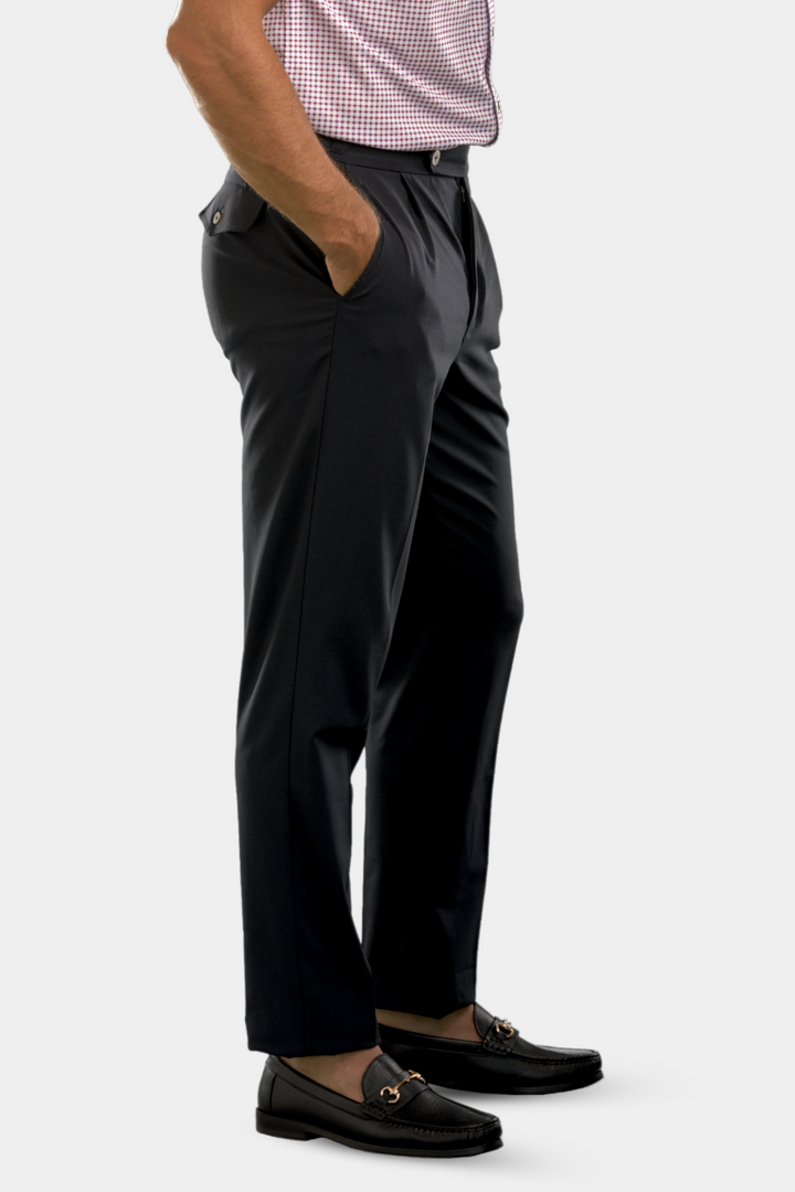 Pleated Wool Trouser Pants - Navy