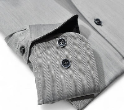Impeccable craftsmanship and ultra soft cotton make this rich, sophisticated silver herringbone pattern a must-have. Shirt by Marcello.