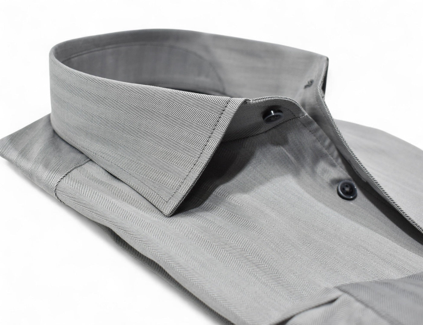 Impeccable craftsmanship and ultra soft cotton make this rich, sophisticated silver herringbone pattern a must-have. Shirt by Marcello.