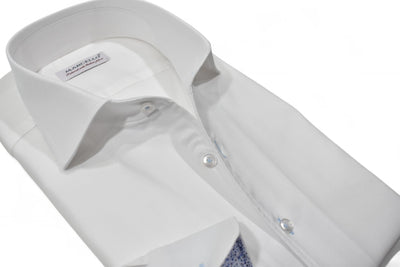 Impeccable craftsmanship and ultra soft cotton make this rich, sophisticated white twill pattern a must-have. Shirt by Marcello.