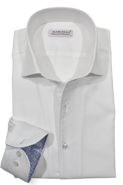 Impeccable craftsmanship and ultra soft cotton make this rich, sophisticated white twill pattern a must-have. Shirt by Marcello.