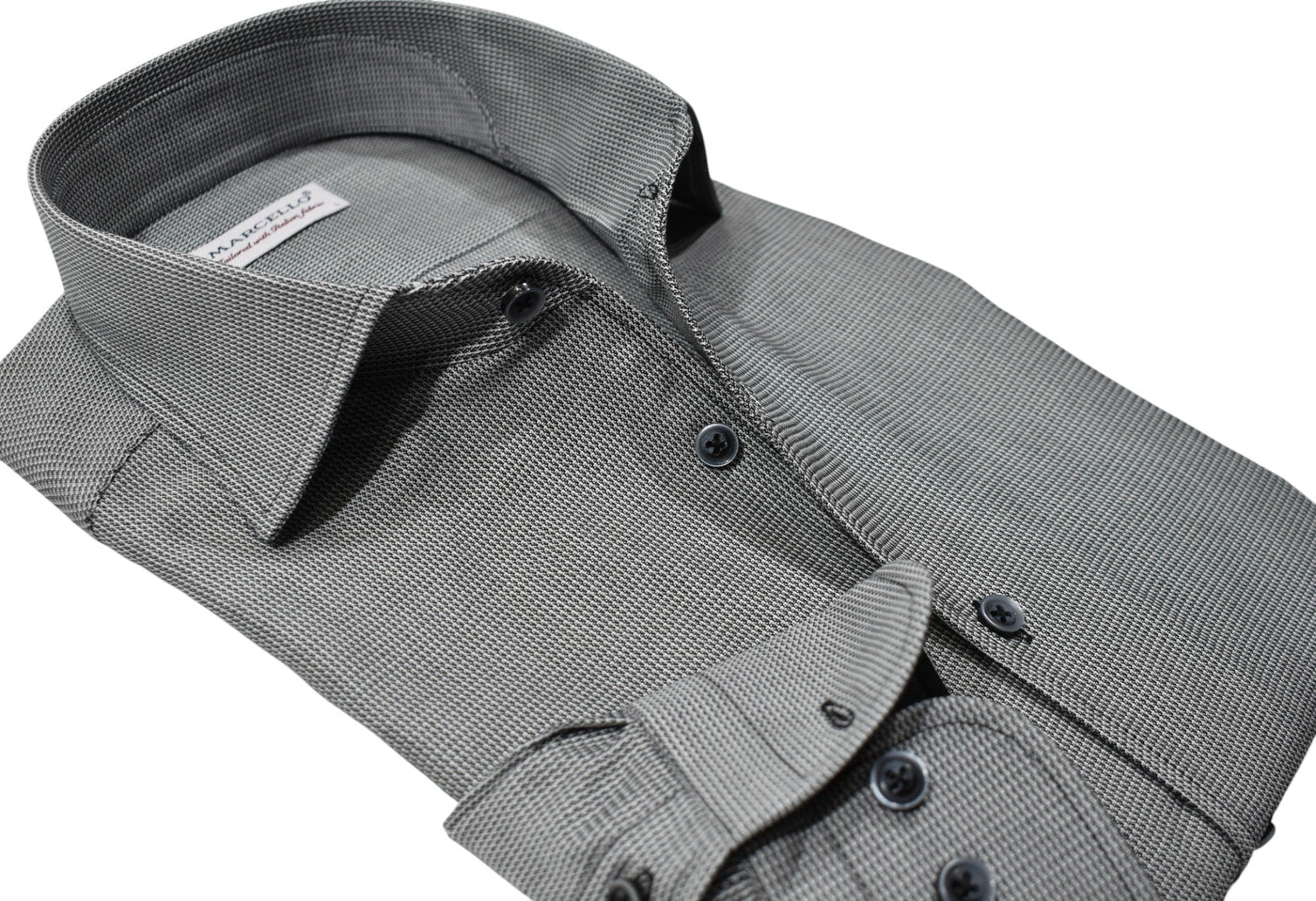 Marcello fine black and white micro pattern shirt.